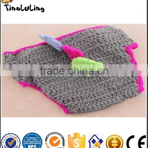 Tinaluling Grey Dinosaur Crochet Newborn Photography Props Knitted Beanies Costume Set thumbnail-3