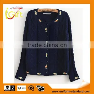2014 Hot Sell Wholesale High Quality Cotton Long Sleeve Loose Embroidery Cardigan thumbnail-1