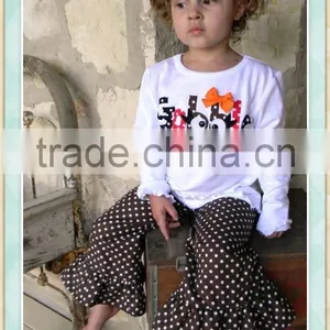 Thanksgiving Day Gobble Shirt Ruffle Toddler Turkey Outfits Turkey Football T-shirt Boutique Remakes Little Girls Clothing Sets thumbnail-1