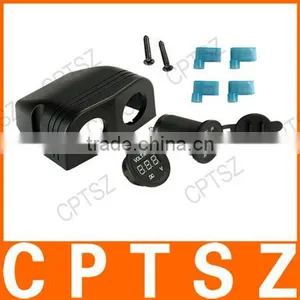 2 USB Socket + Digital LED Voltmeter Socket + Two Hole Tent Base for Car Truck Motorcycle Boat for ATV thumbnail-3