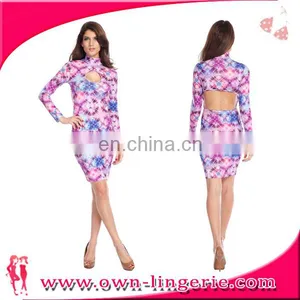 Sparshine Sex Photo Off Shoulder Dress Midi Bodycon Dress Floral Print Images Custom Latest Sexy Fashion Dress thumbnail-1