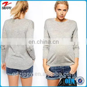 Round Neck Spring Cotton Maternity Top thumbnail-1