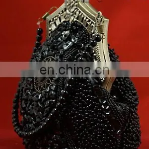 Gothic Lolita Punk Rave Black Beaded Pearl Clutch Bag LS-011 thumbnail-2