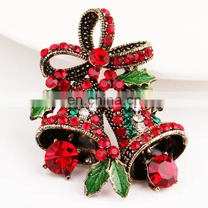A038 Christmas Gifts Pins And Brooches For Women Small Bell Heart Rhinestone Brooch Female Bijoux thumbnail-1