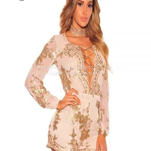 Long Sleeve Sequin Short Party Cocktail Bodycon Jumpsuit thumbnail-3