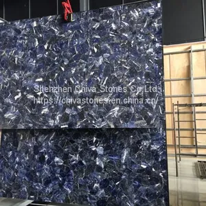Semiprecious Stone Lapis Lazuli Blue Agate Wall Tile Slabs Transparent Onyx Gemstone Luxury Interior Decoration thumbnail-3