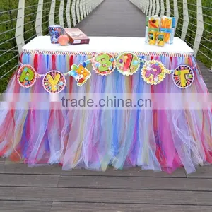 Hot Sale New Customized Tutu Tableware Tulle Table Skirt Party Wedding Decorations Gift SD103 thumbnail-4
