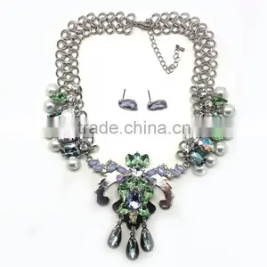 2015 Fashion African Alloy Plating Jewelry Set African Fashion Jewelry Set Gift Acrylic Flower Jewelry Set thumbnail-3