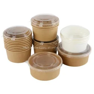 Paper Disposable Containers With Lids Kraft Salad Box Salad Bowl Takeaway Storage Containers thumbnail-1