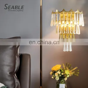 Modern Style Indoor Decoration Hotel Room Staircase Bedside Luxury Crystal LED Wall Lamp thumbnail-1