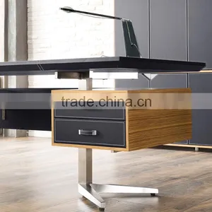 Luxury Modern Design L-shape Office Desks Leather Wooden Boss Manager Executive Office Counter Table thumbnail-5