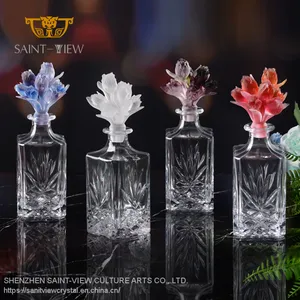 Square Restaurant Bar Home 700ml/750ml Dining Glass Bottle Liquor Gift Set With Stopper Cap Manufacturer thumbnail-1
