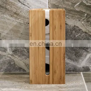 New Design Wall Mounted Toilet Paper Bamboo Storage Bathroom Corner Shelf Bamboo Storage Holder thumbnail-2