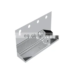 Shank Mounted Drip Tray Brushed Stainless With Drain and Glass Rinser 4 Faucets thumbnail-1