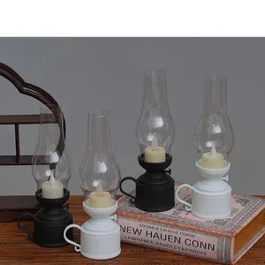 Small Vintage LED Lamps, Flameless Kerosene Style for Photo Props & Bedside Decor thumbnail-4