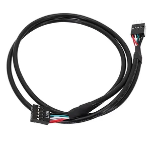USB 2.0 9Pin Header Extension Cable Black Dual-Isolated Shielded Wire thumbnail-1