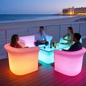 Rgb Color Change Illuminated Light up Portable Bar Table Outdoor Led Table Lumineuse Led Garden Furniture Bar Sofa Set thumbnail-3