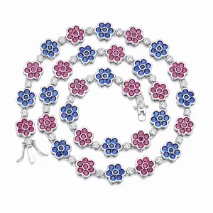 Shining Star Jewelry Iced Out Chain Wholesale Multi Color Flower Tennis Necklace thumbnail-2