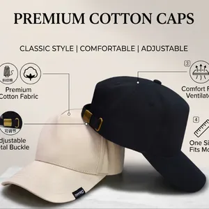 14 Years Certified Hat Manufacturer Bulk Wholesale OEM ODM Premium Brass Buckle Cotton Blank Cap thumbnail-1