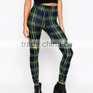 Striped in Check Print Stretch Knit Skinny Women Legging thumbnail-3
