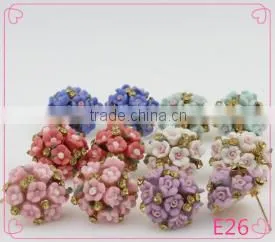 Fashion Beautiful Colorful Ball Stud Earrings Latest Style Flower Earrings For Girls thumbnail-1