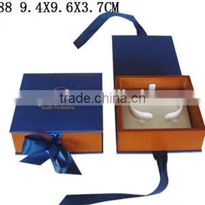 W585 Wooden Jewelry Earring Box With Ribbon Bow thumbnail-4