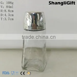 Square Pepper Shakers 80ml With Silver Plastic Cap Glass Bottles thumbnail-2