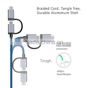 Durable Aluminum Electric Wire Micro USB + USB-C Data Cable thumbnail-3