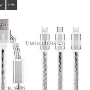 HOCO UPL12 3 IN 1 Cable Metal TPE 3 IN 1 Cable For Iphone/Micro Phone/Type c Device thumbnail-3