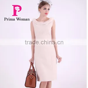 2016 New Design Spring Women Slim Fit Wool Skirt With Mink Collar thumbnail-1