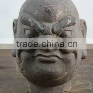 Antique Chinese Wooden Buddha Head Sculpture thumbnail-1