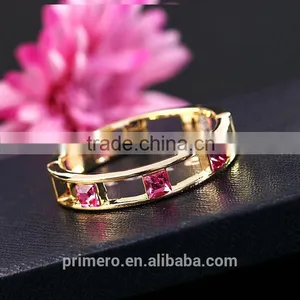 High Quality Style Hollow 18K Gold Plated Square Crystal Bangle Best Gift thumbnail-2