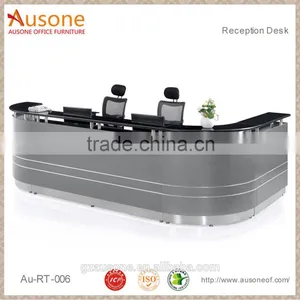 Glossy Black and Grey 2 Seat Office Secretary Desk thumbnail-1