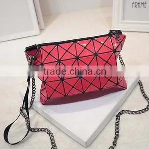 Wholesale Two Usage Geometric Pattern Girls pu Shoulder Chain Bag thumbnail-2
