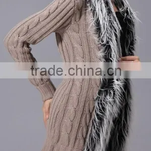 Fashion and Warm Ladies Fur Collar Cardigan Sweater thumbnail-2