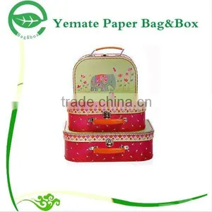 2015 New High Quality Multi Colorful Printing Paper Cardboard Suitcase, Children Paper Suitcase for Toys Gift Set With Handle thumbnail-1