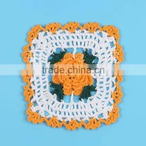 Clorful Square Crochet Doilies for Table Dress,vintage Flower Cotton Coasters thumbnail-1