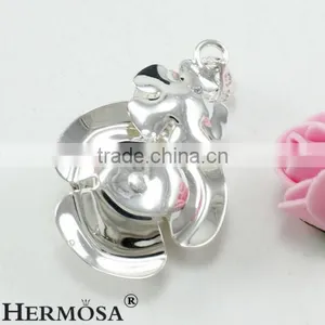 Flower Round Pure White Two Pieces Pearl 925 Sterling Silver Lady Sweet Wedding Gift Pendant thumbnail-2