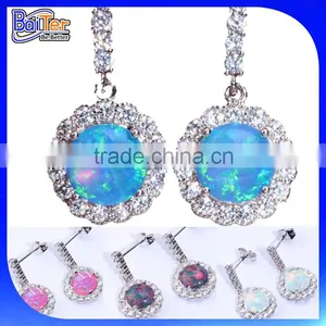 Fashion 925 Sterling Silver Stud Dangle Fire Opal Earring Wholesale thumbnail-1