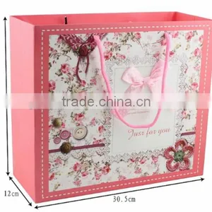Korean Exquisite Gift Bags Designer Handbag Powdery Bottom Small Broken Flower Bowknot Large Paper Bag thumbnail-1