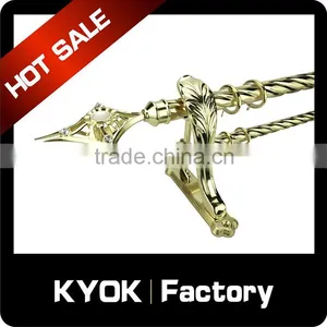 KYOK 12 Years Double Curtain Rods Factory , 28mm Golden Curtains Rods Wholesale thumbnail-2