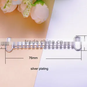 (M0925) 76mmx15mm,13mm Bar, Rhinestone Connector for Hair Jewelry,silver Plating thumbnail-1