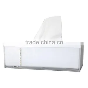 White Tissue Box With Diamond thumbnail-1