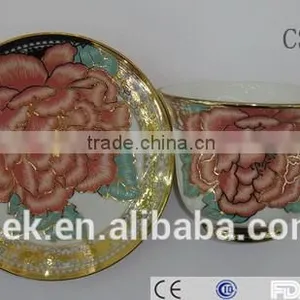 Colored Cafe Tea Cup and Saucer thumbnail-3