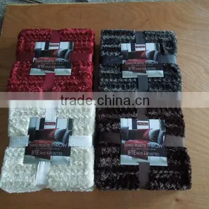 Knit Printed pv Fleece Throw With Short Fur Backing thumbnail-3