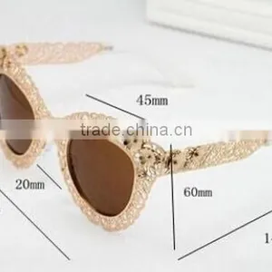 Women Ladies Hollow Out Lace Retro Flower Metal Frame Sunglasses Luxury Glasses thumbnail-4