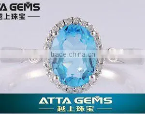 Fantastic 18K White Gold Women's Ring-fashion Gemstone Ring With Natural Blue Sapphire and Diamond thumbnail-1