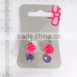 Lovely Acrylic Rose Flower and Hexagonal Glass Earring Set for Children thumbnail-4