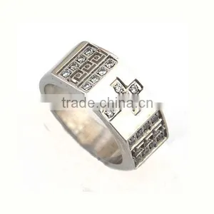 Cross Design Wide Band Unisex Stainless Steel Catholic Rosary Rings Mens Catholic Rings Catholic Engagement Rings (LR9206) thumbnail-1
