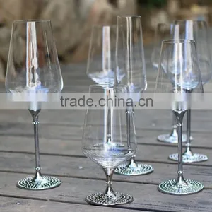 Glassware Manufacturer Handmade Wendding Decoration Elegant Goblet Glass Crystal Glass With Silver Stem Crystal With Diamond thumbnail-1